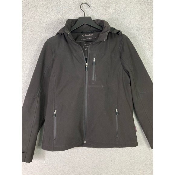 Calvin Klein Women’s Black Softshell Jacket M Water Resistant Windproof Hooded - Picture 6 of 14